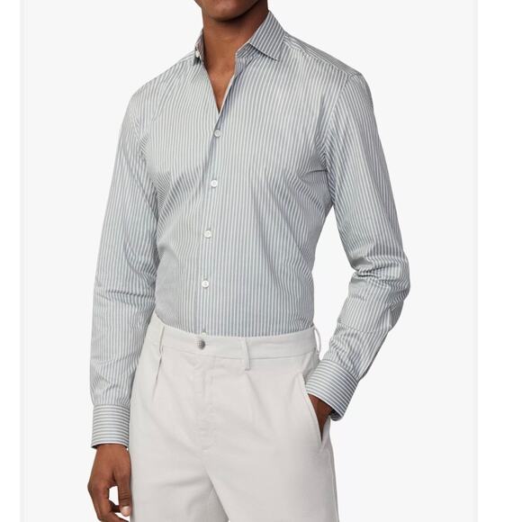 Hackett London Cotton Tailored Fit Pin Stripe Shirt Blue And White Classic Small - Picture 1 of 11